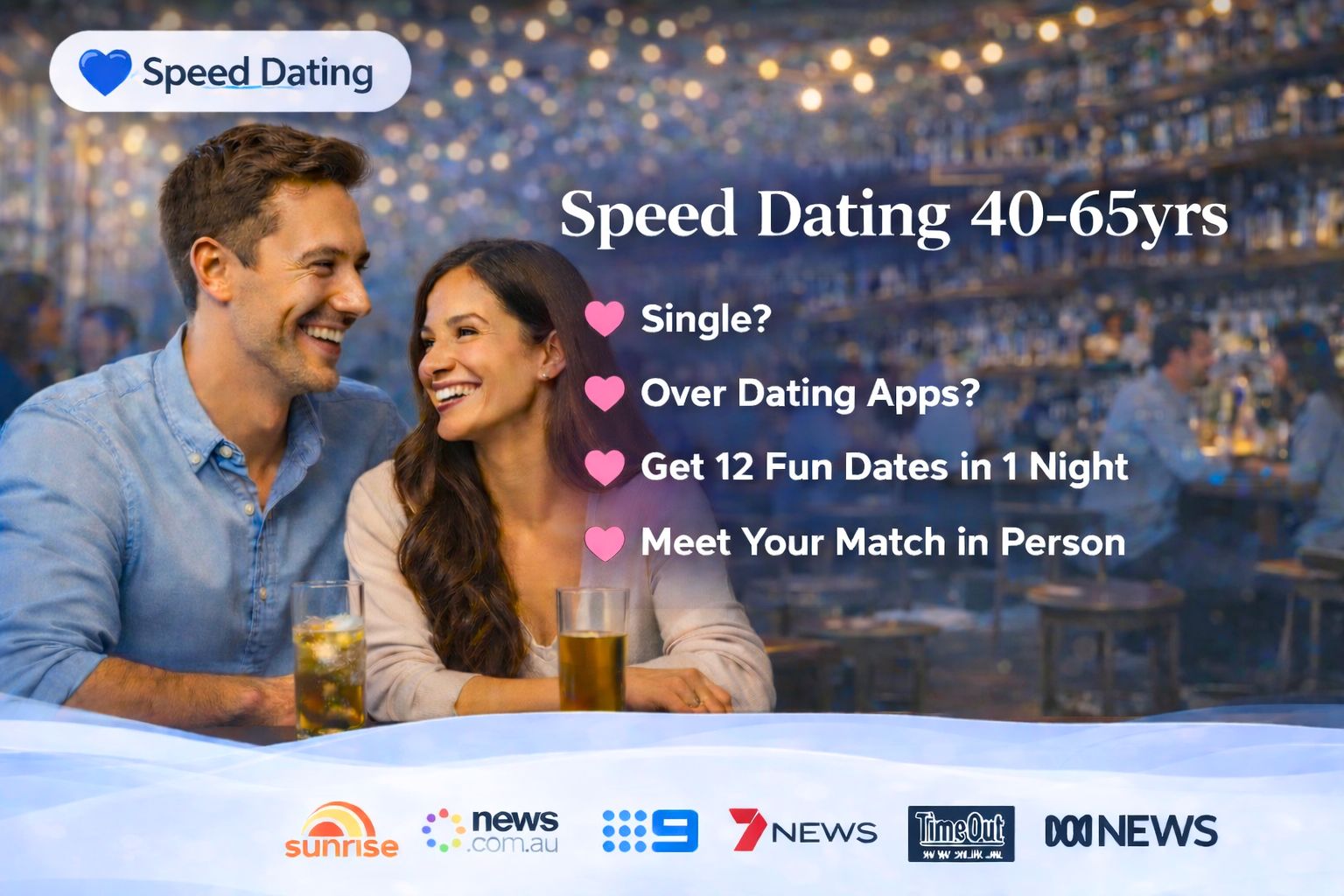 Speed Dating 40-65yrs event at Diesel Bar & Eatery in Melbourne